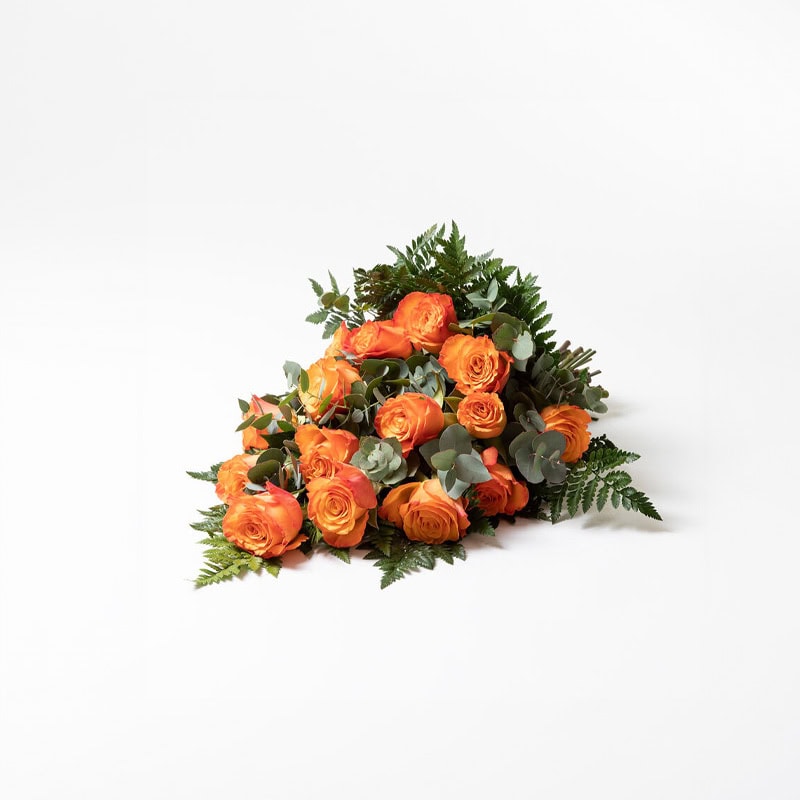 Bårebukett gyllen og grønn standard begravelse bisettelse blomster