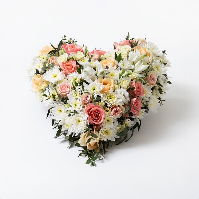 Hjerte fersken og rosa lite begravelse bisettelse blomster