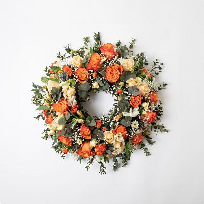 Krans gyllen liten begravelse bisettelse blomster