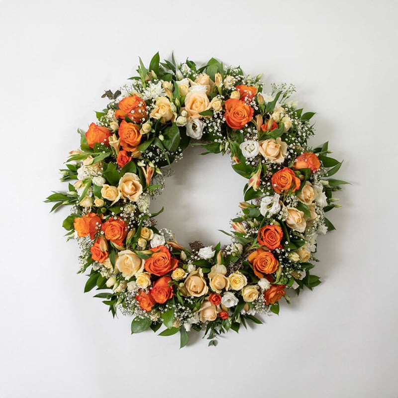 Krans gyllen medium begravelse bisettelse blomster